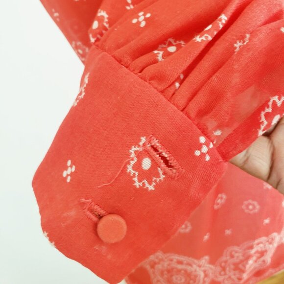 Vintage Red Long Sleeve Pointed Collar Button Down Shirt Blouse by … - Picture 6 of 9